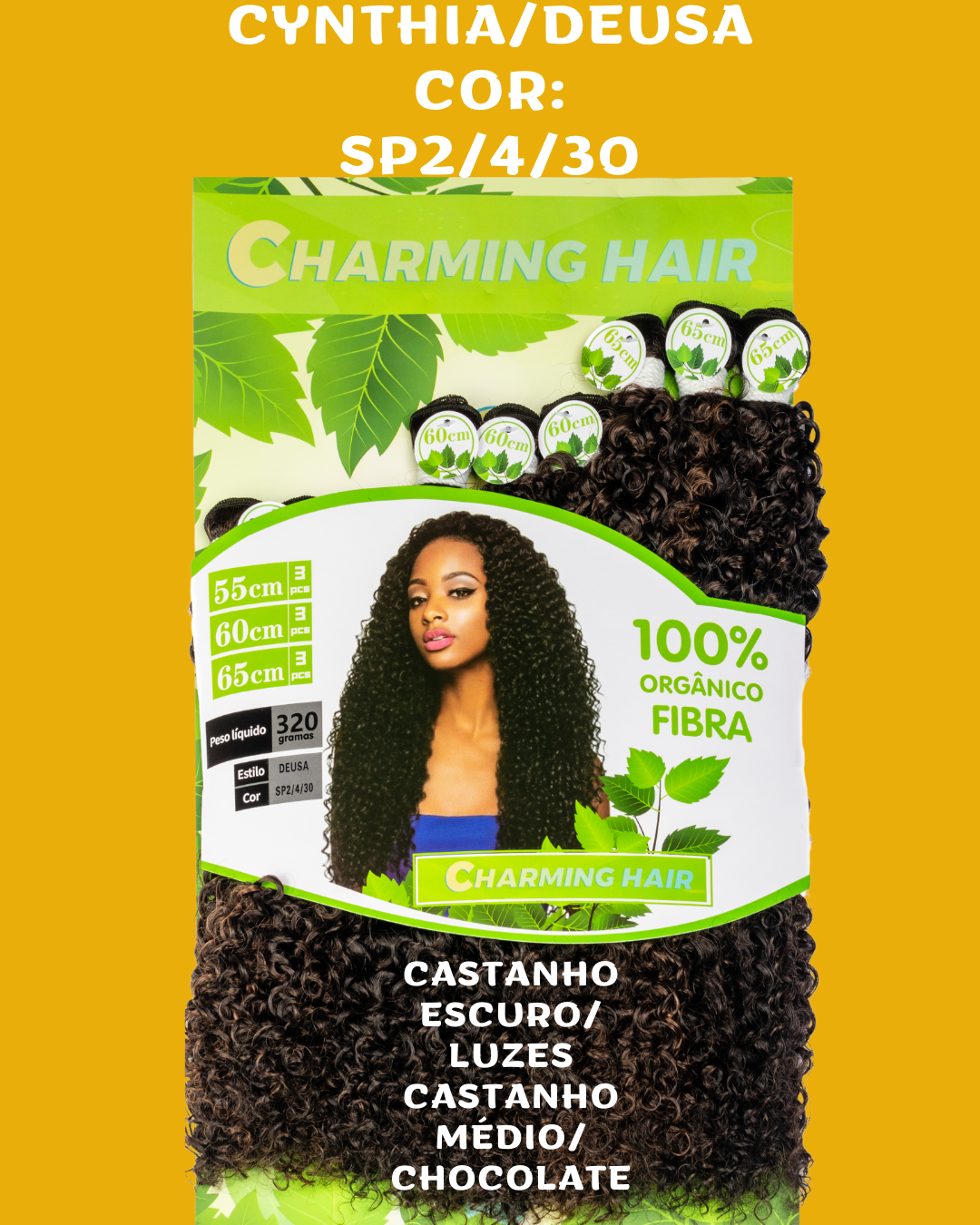 Cyntia 65cm - Charming Hair/Fashion Classic - 320 gramas - Fibra Orgânica -
