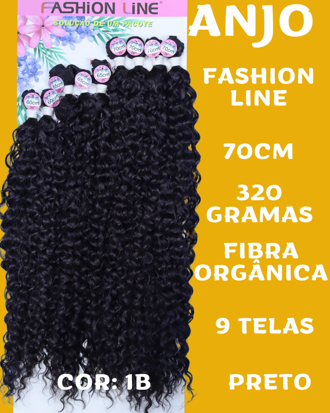 Anjo/Denise 70cm FASHION LINE - Cabelo ORGÂNICO Cacheado