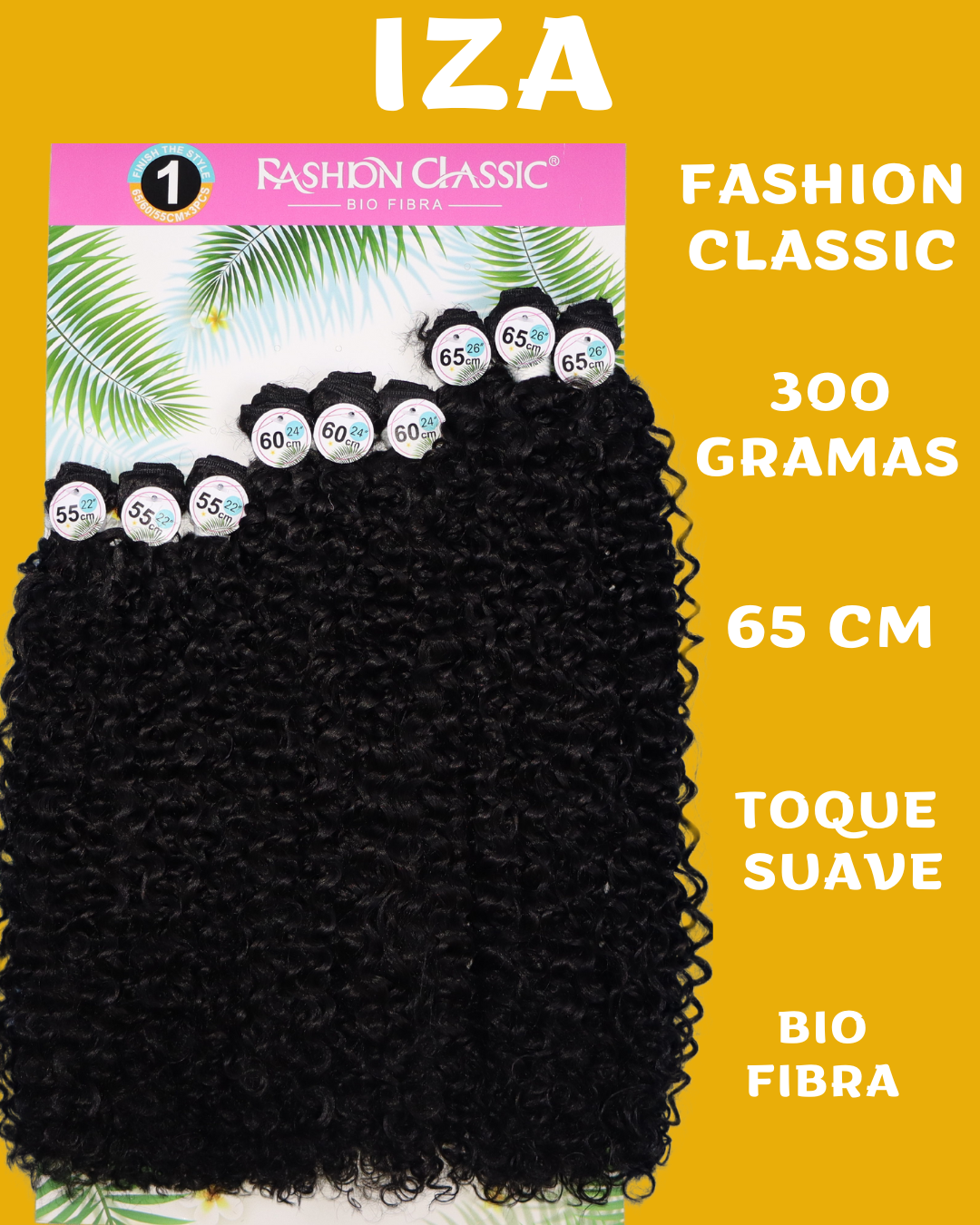 Iza 65cm FASHION CLASSIC Cabelo Cacheado Bio Fibra - 300g.