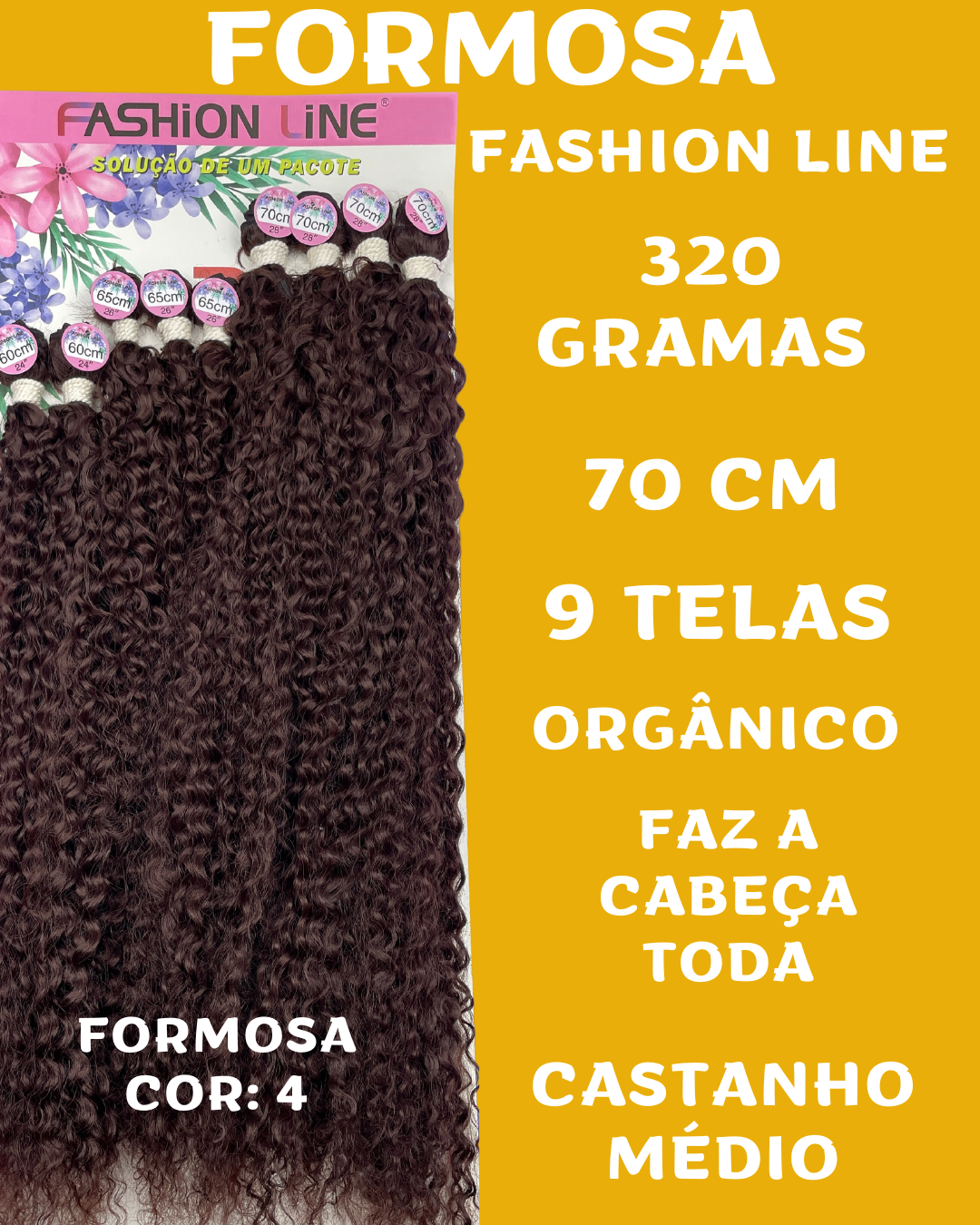 Formosa 70cm - FASHION LINE - Cabelo Cacheado ORGÂNICO.