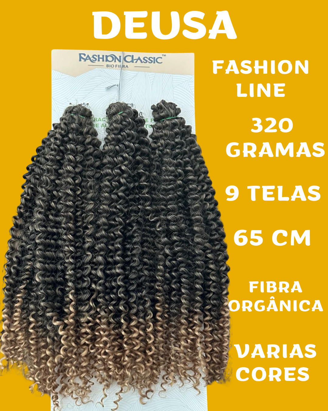 Deusa 65cm Fashion Line Cabelo Orgânico Cacheado 320g.