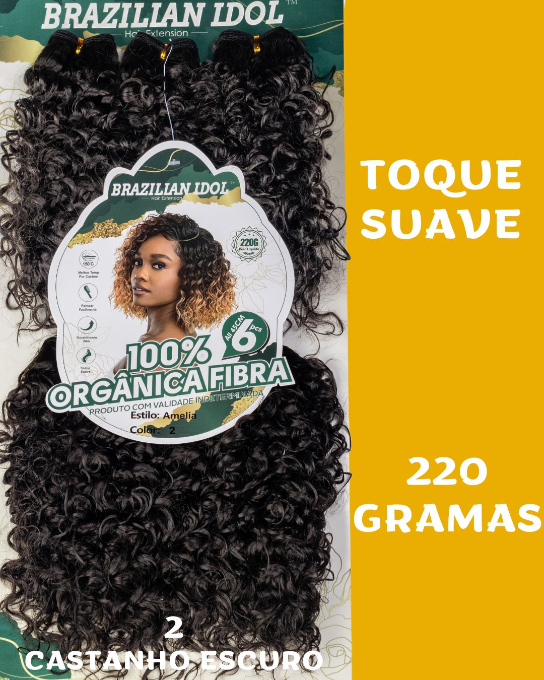 Amélia 45cm - Brazilian Idol - 220 gramas - Fibra orgânica