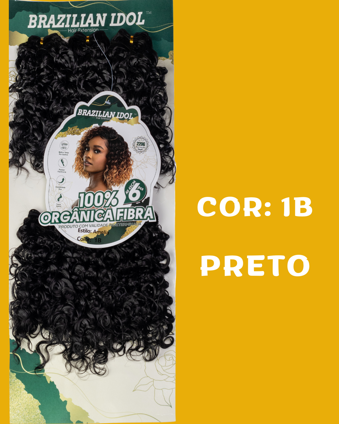 Amélia 45cm - Brazilian Idol - 220 gramas - Fibra orgânica