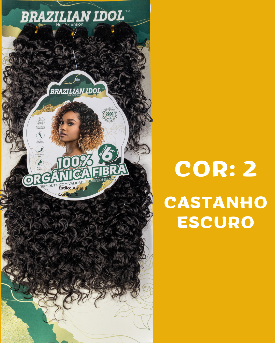 Amélia 45cm - Brazilian Idol - 220 gramas - Fibra orgânica