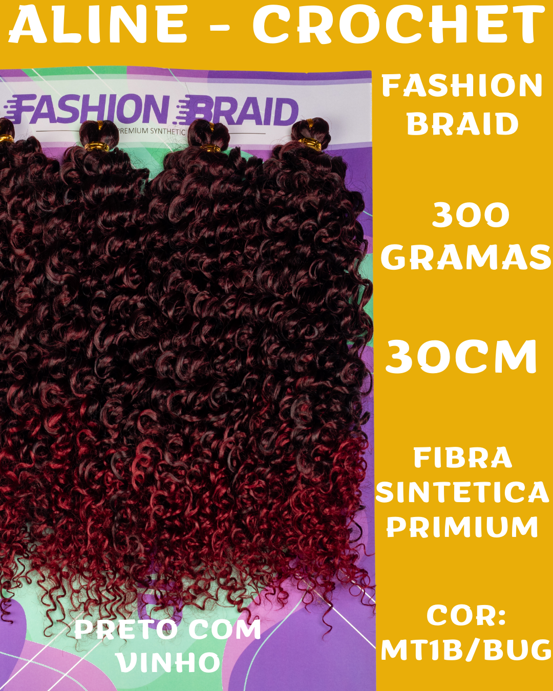 Aline Crochet- 30cm - Fashion Braid - 300 gramas - Fibra sintetica premium