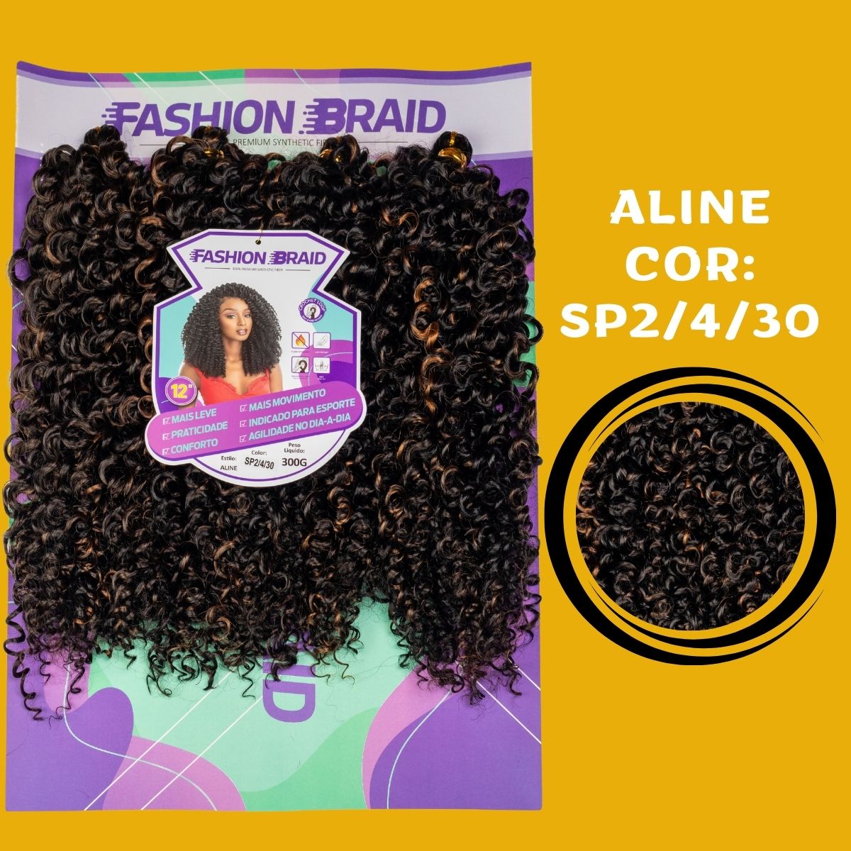 Aline - 30cm - Fashion Braid - 300 gramas - Fibra sintetica premium