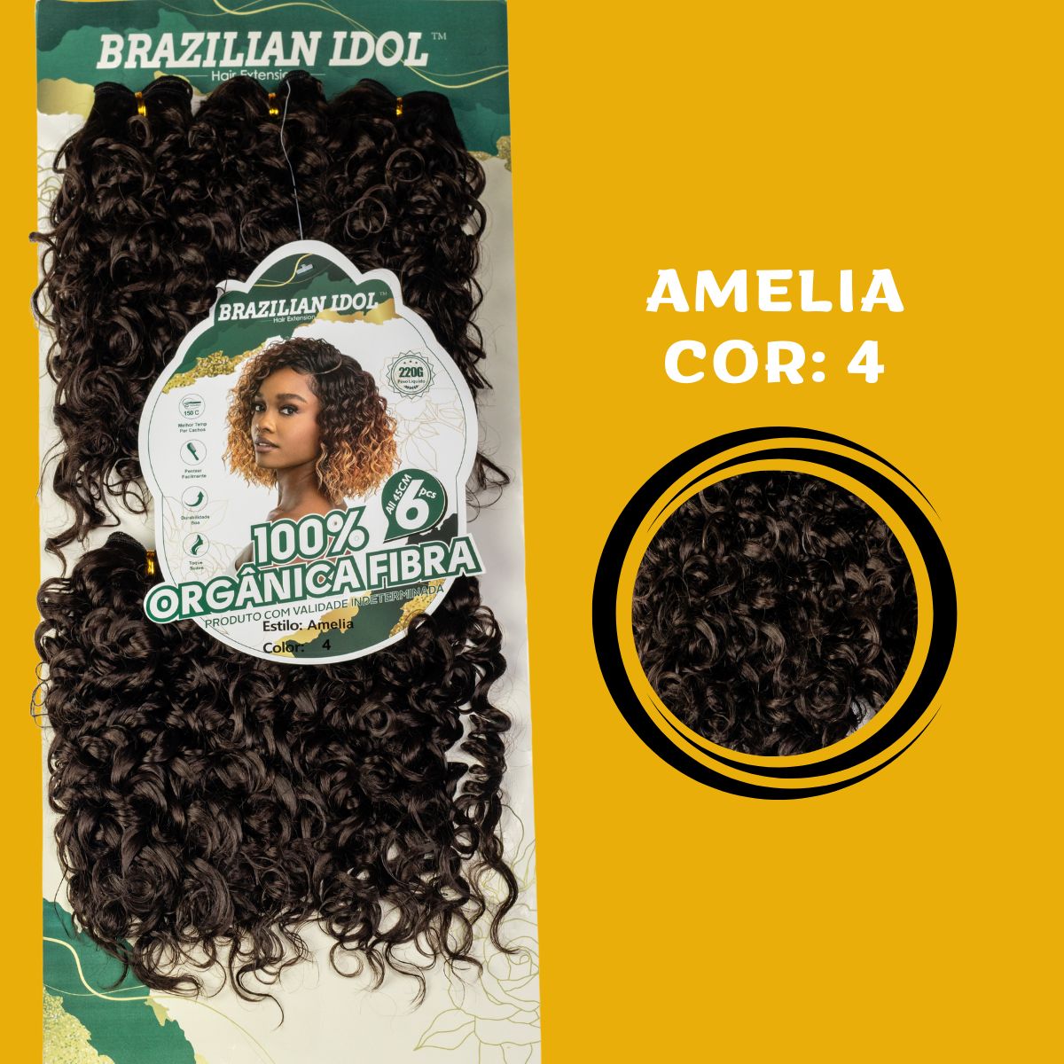 Amélia 45cm - Brazilian Idol - 220 gramas - Fibra orgânica