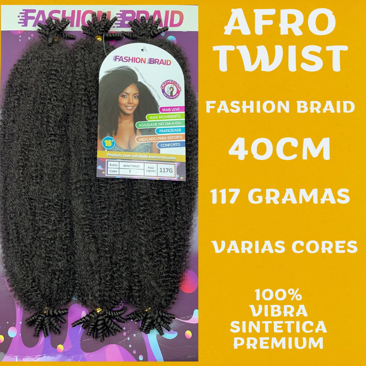 AFRO TWIST - 40cm - FASHION BRAID - Cabelo Afro - CROCHET BRAIDS - Dona Hair Euro