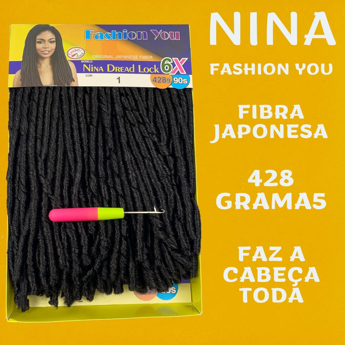 Cabelo Nina Dread Lock 6x 428 gramas Pacotão + AGULHA - Dona Hair Euro