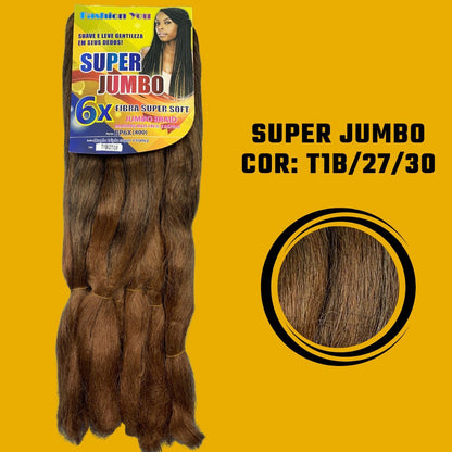 Postiço Jumbão FASHION YOU 1 pacote 6 peças - Jumbão 400 Gramas Pacotão Kanekalon Cabelo Para Tranças. - Dona Hair Euro