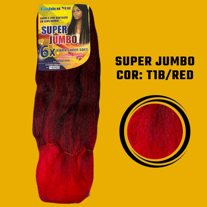 Postiço Jumbão FASHION YOU 1 pacote 6 peças - Jumbão 400 Gramas Pacotão Kanekalon Cabelo Para Tranças. - Dona Hair Euro