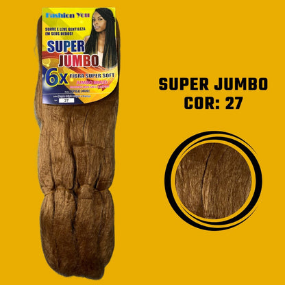 Postiço Jumbão FASHION YOU 1 pacote 6 peças - Jumbão 400 Gramas Pacotão Kanekalon Cabelo Para Tranças. - Dona Hair Euro