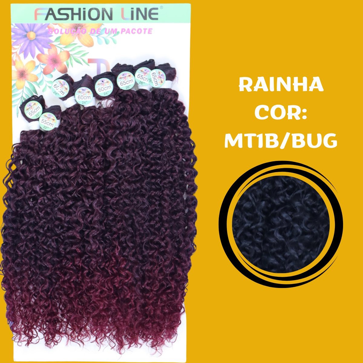 Rainha 65cm FASHION LINE Cabelo ORGÂNICO Cacheado 285g - Dona Hair Euro