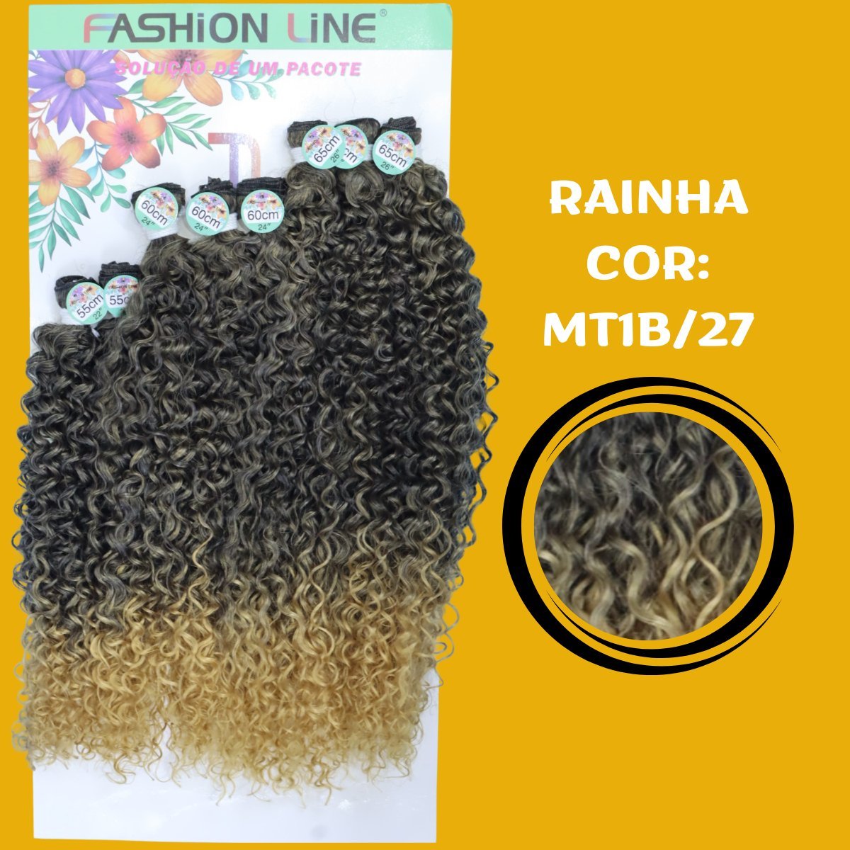 Rainha 65cm FASHION LINE Cabelo ORGÂNICO Cacheado 285g - Dona Hair Euro